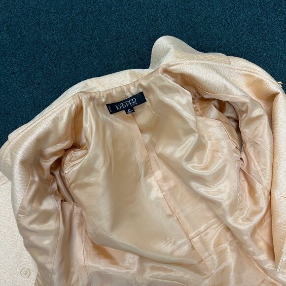 Kasper Cantaloupe Apricot Light Pumpkin Asymmetrical Buttons Skirt Suit Size 8P - Picture 10 of 11